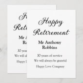 Invitation Bonne retraite ajouter le nom années de service à  (Devant / Derrière)