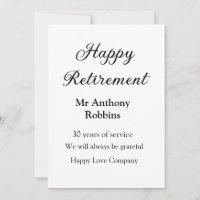 Bonne retraite ajouter le nom années de service à