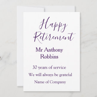 Invitation Bonne retraite ajouter le nom années de service à