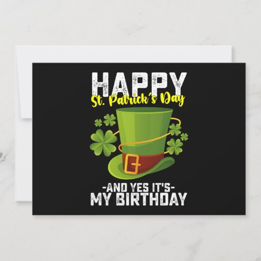 Invitation Bonne Saint Patrick et oui c'est mon anniversaire (Devant)