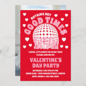 Invitation Bonne soirée Groovy rouge de la Saint-Valentin (Devant / Derrière)