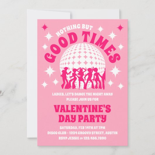 Invitation Bonne soirée rose funky pour la Saint-Valentin (Devant)