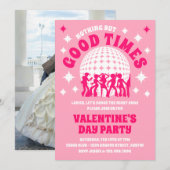 Invitation Bonne soirée rose funky pour la Saint-Valentin (Devant / Derrière)