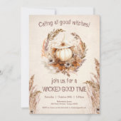 Invitation Bonne sorcière Citrouille Halloween Filles Fête de (Devant)