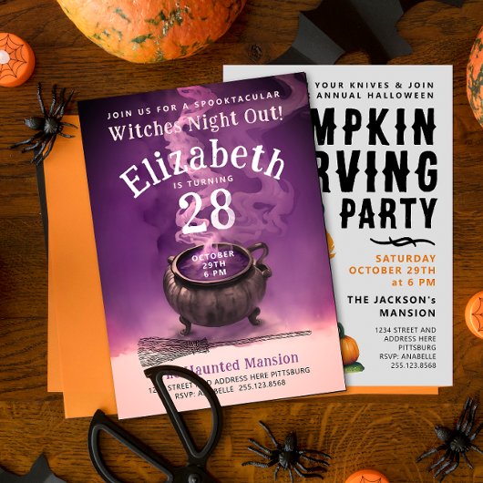 Invitation Bonne Sortie de la nuit de sorcières chic Potion C