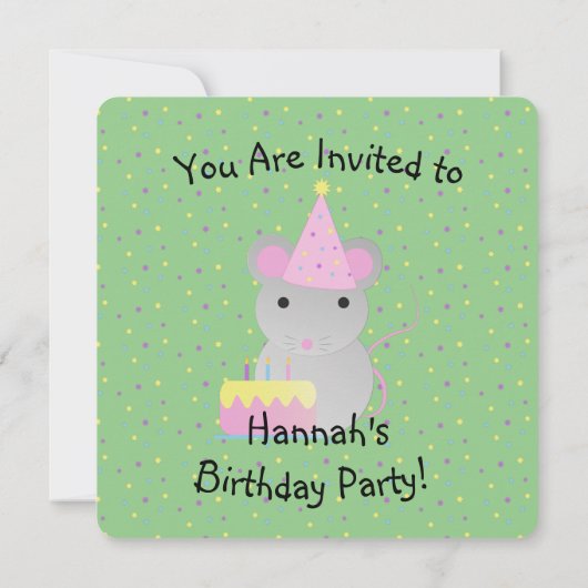 Invitation Bonne Souris de fête d'anniversaire (Dos)