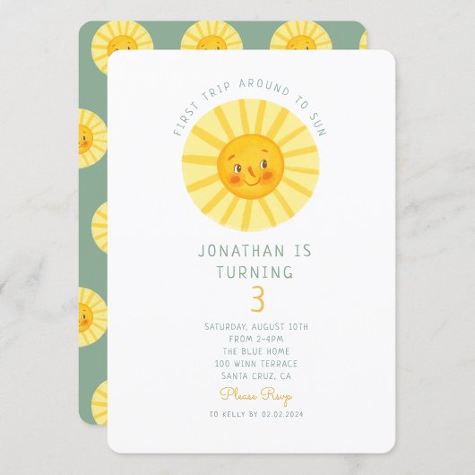 Invitation Bonne Sunshine Première Voyage Anniversaire Invita