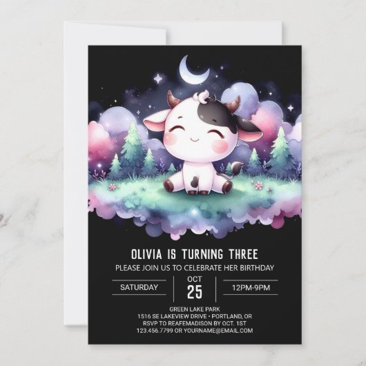 Invitation Bonne vache numérique anniversaire (Devant)