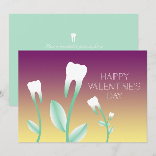 Invitation BONNE VALENTINES DAY floraison dents (Devant / Derrière)
