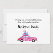 Invitation Bonnes fêtes aquarelle classique de voiture (Dos)