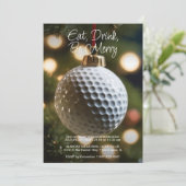 Invitation Bonnes Fêtes de golf Dark Green Noël (Debout devant)