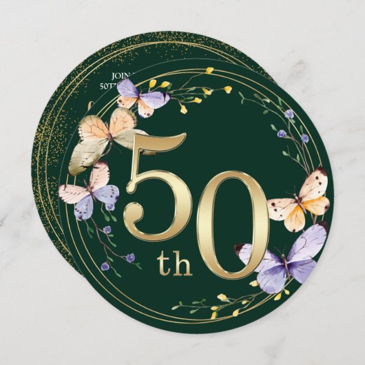 Invitation Bonnet d'or 50e anniversaire de couronne (Devant / Derrière)