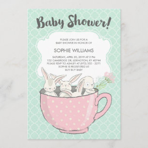 Invitation Bonnets blancs adorables dans le Baby shower Teacu