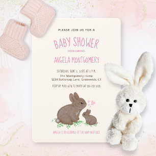 Invitation Bonnets de bois mignons avec Coeurs Baby shower fi