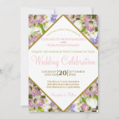 Invitation Bonté des Fleurs Pastel Mariage de cadre diamant (Devant)