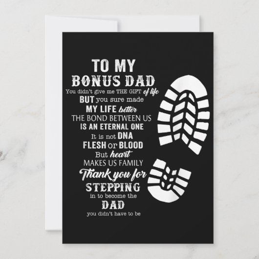 Invitation Bonus Dad Fête des pères cadeau de Stepdad pour Da (Devant)
