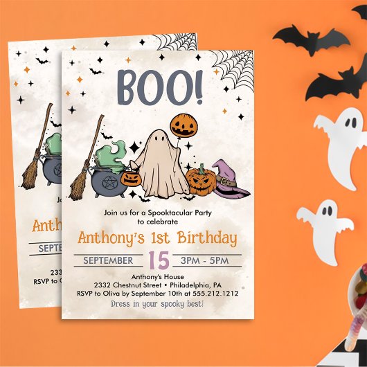 Invitation Boo ! 1er anniversaire fête Halloween