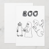 Invitation BOO 3 jolis petits fantômes qui font des blagues o (Devant / Derrière)