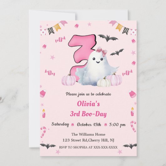 Invitation Boo 3e anniversaire (Devant)