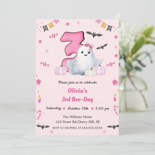 Invitation Boo 3e anniversaire (Debout devant)