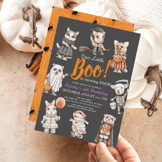 Invitation Boo Animaux Costume d'Halloween Anniversaire