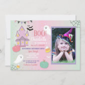 Invitation Boo Anniversaire de enfant Halloween Pink Mint Fun (Devant)