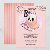 Invitation Boo Baby shower Halloween Pink thème mignonne fête (Devant / Derrière)