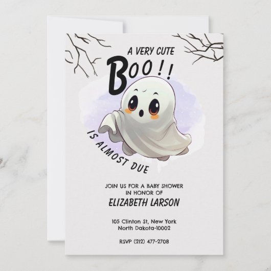 Invitation Boo Baby shower Halloween thème Mignonne fête (Devant)