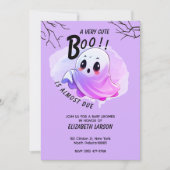 Invitation Boo Baby shower Halloween violet à thème mignon fê (Devant)