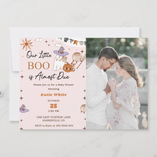 Invitation Boo Baby shower Notre Petit Boo A Presque Dû (Devant)