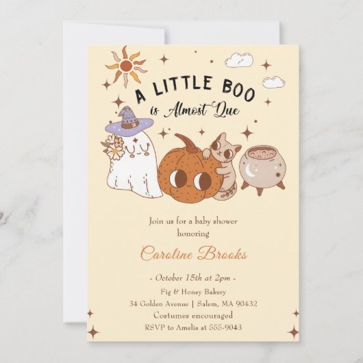 Invitation Boo Baby shower un peu Boo est presque dû (Devant)