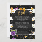 Invitation BOO ! Bandes noires et blanches Halloween Candy Pa (Devant)