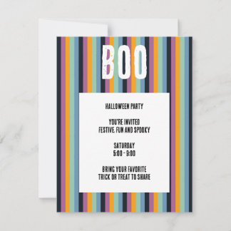 Invitation Boo ! Bandes verticales coupées Halloween