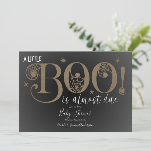 Invitation BOO Brown rustique Baby shower élégant (Debout devant)
