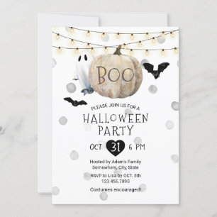 Invitation Boo Citrouille String Lumières Halloween Party