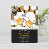 Invitation Boo Cute Ghost Twins Halloween fête d'anniversaire (Debout devant)