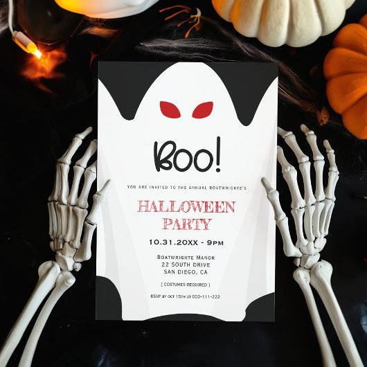 Invitation Boo ! Fête de l'Halloween éffrayante