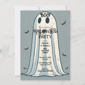 Invitation BOO ! Feuille Fantôme Vert Halloween Vintage  (Devant)
