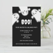 Invitation Boo Ghosts Éffrayant Black White Halloween Party (Debout devant)