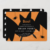 Invitation Boo ! Halloween chauve-souris et araignées Anniver (Devant / Derrière)