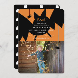 Invitation Boo ! Halloween chauve-souris et araignées photo A