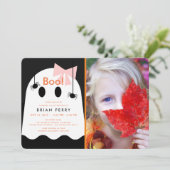 Invitation Boo ! Halloween Fantôme fille mignonne Photo Anniv (Debout devant)