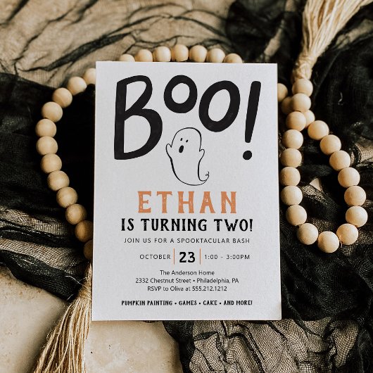 Invitation Boo ! Halloween fête du deuxième anniversaire