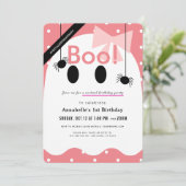 Invitation Boo ! Halloween Fille Fantôme rose Anniversaire vi (Debout devant)