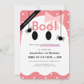 Invitation Boo ! Halloween Fille Fantôme rose Anniversaire vi (Devant)