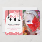 Invitation Boo ! Halloween Fille Fantôme rose photo Anniversa (Devant)