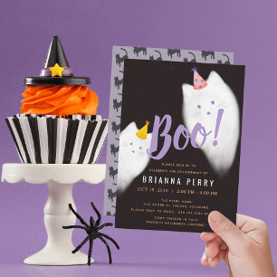 Invitation Boo ! Halloween Ghost Chat mou pourpre Anniversair