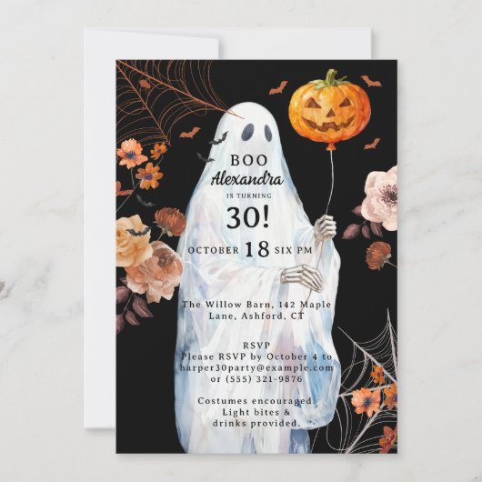 Invitation Boo I'm 30 Halloween Éffrayant Fantôme Fantôme Ann (Devant)