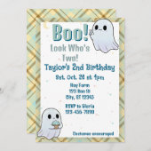 Invitation Boo, Look Who's Two, Ghost 2nd Birthday (Devant / Derrière)