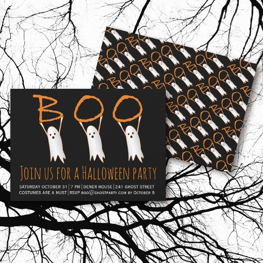 Invitation Boo mignon fantômes fête d'Halloween moderne